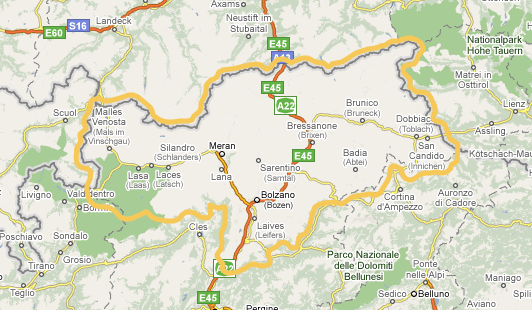 Map of South Tyrol